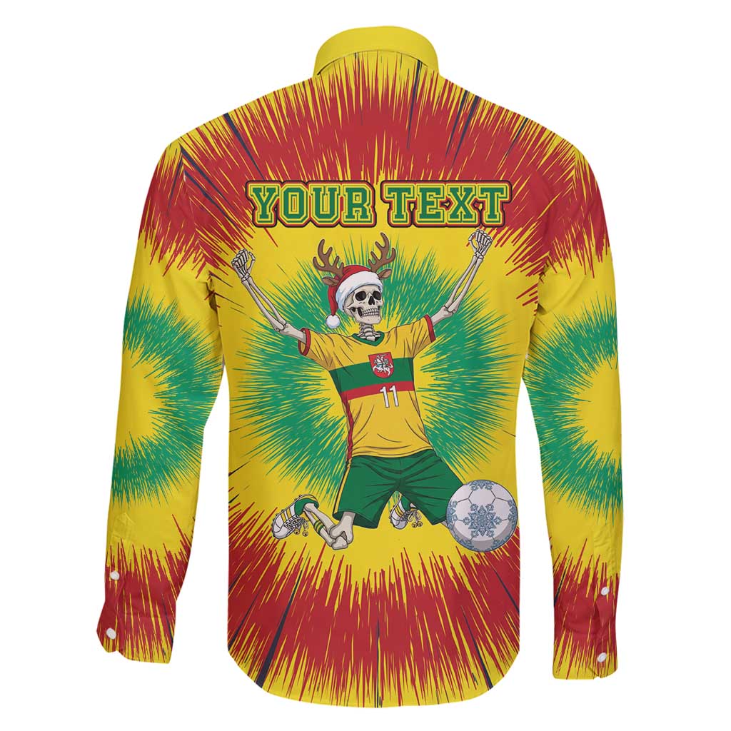 Personalized Lithuania Christmas Tie Dye Family Matching Mermaid Dress and Hawaiian Shirt Skeleton Soccer Goal Celebration Santa Hat - Wonder Print Shop