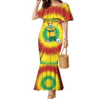 Personalized Lithuania Christmas Tie Dye Family Matching Mermaid Dress and Hawaiian Shirt Skeleton Soccer Goal Celebration Santa Hat - Wonder Print Shop