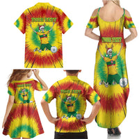 Personalized Lithuania Christmas Tie Dye Family Matching Summer Maxi Dress and Hawaiian Shirt Skeleton Soccer Goal Celebration Santa Hat - Wonder Print Shop