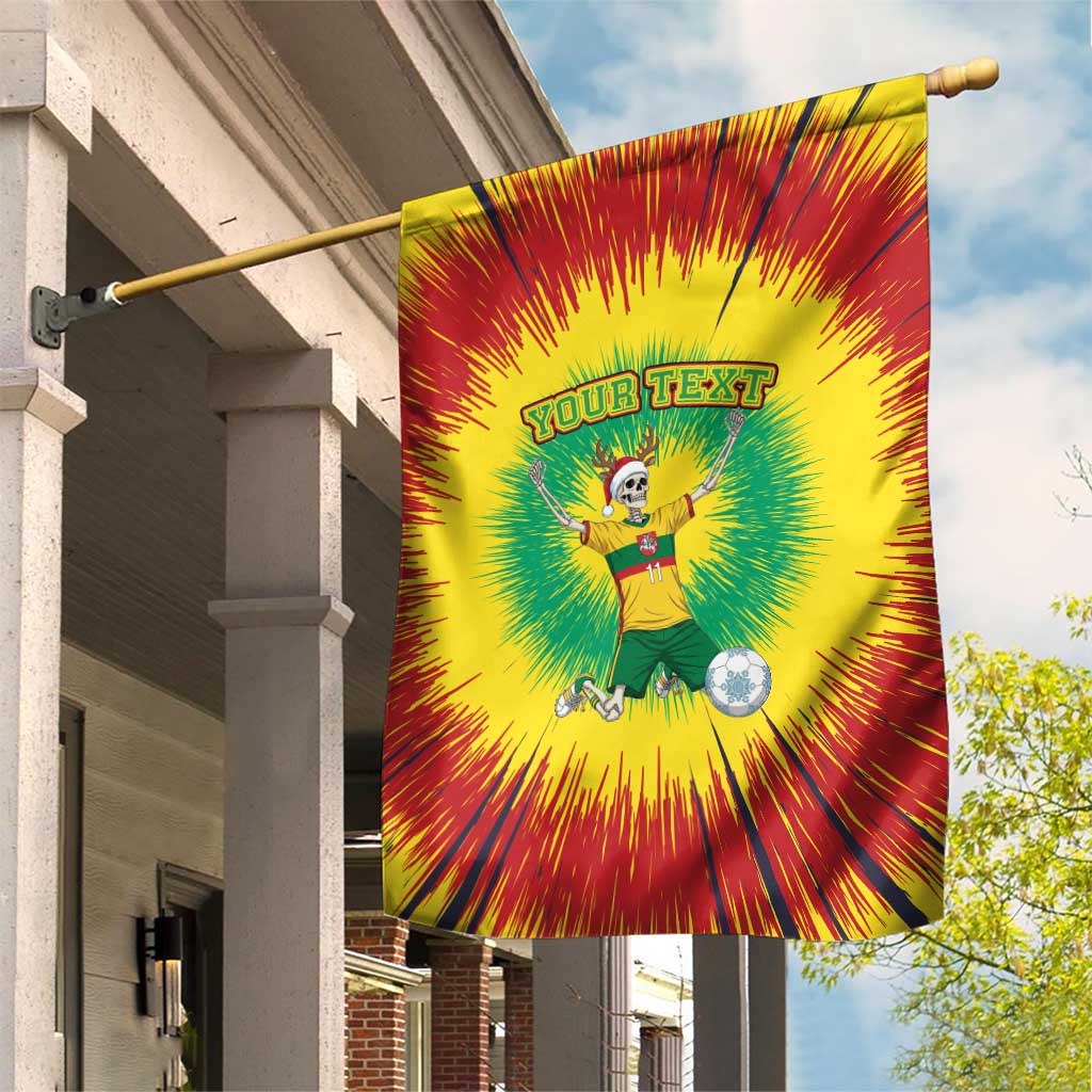 Personalized Lithuania Christmas Tie Dye Garden Flag Skeleton Soccer Goal Celebration Santa Hat - Wonder Print Shop