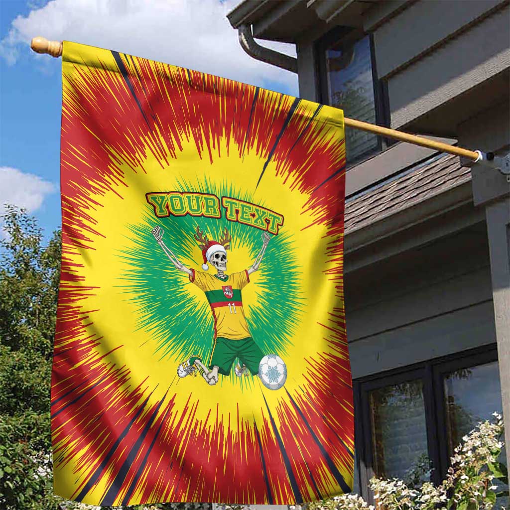 Personalized Lithuania Christmas Tie Dye Garden Flag Skeleton Soccer Goal Celebration Santa Hat - Wonder Print Shop