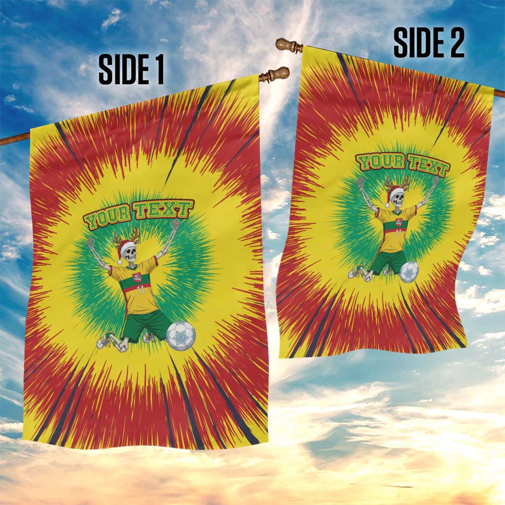 Personalized Lithuania Christmas Tie Dye Garden Flag Skeleton Soccer Goal Celebration Santa Hat - Wonder Print Shop