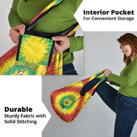 Personalized Lithuania Christmas Tie Dye Grocery Bag Skeleton Soccer Goal Celebration Santa Hat - Wonder Print Shop