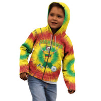 Personalized Lithuania Christmas Tie Dye Kid Hoodie Skeleton Soccer Goal Celebration Santa Hat - Wonder Print Shop