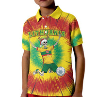 Personalized Lithuania Christmas Tie Dye Kid Polo Shirt Skeleton Soccer Goal Celebration Santa Hat - Wonder Print Shop