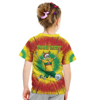 Personalized Lithuania Christmas Tie Dye Kid T Shirt Skeleton Soccer Goal Celebration Santa Hat - Wonder Print Shop