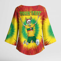 Personalized Lithuania Christmas Tie Dye Kimono Sleeve Blouse Skeleton Soccer Goal Celebration Santa Hat - Wonder Print Shop