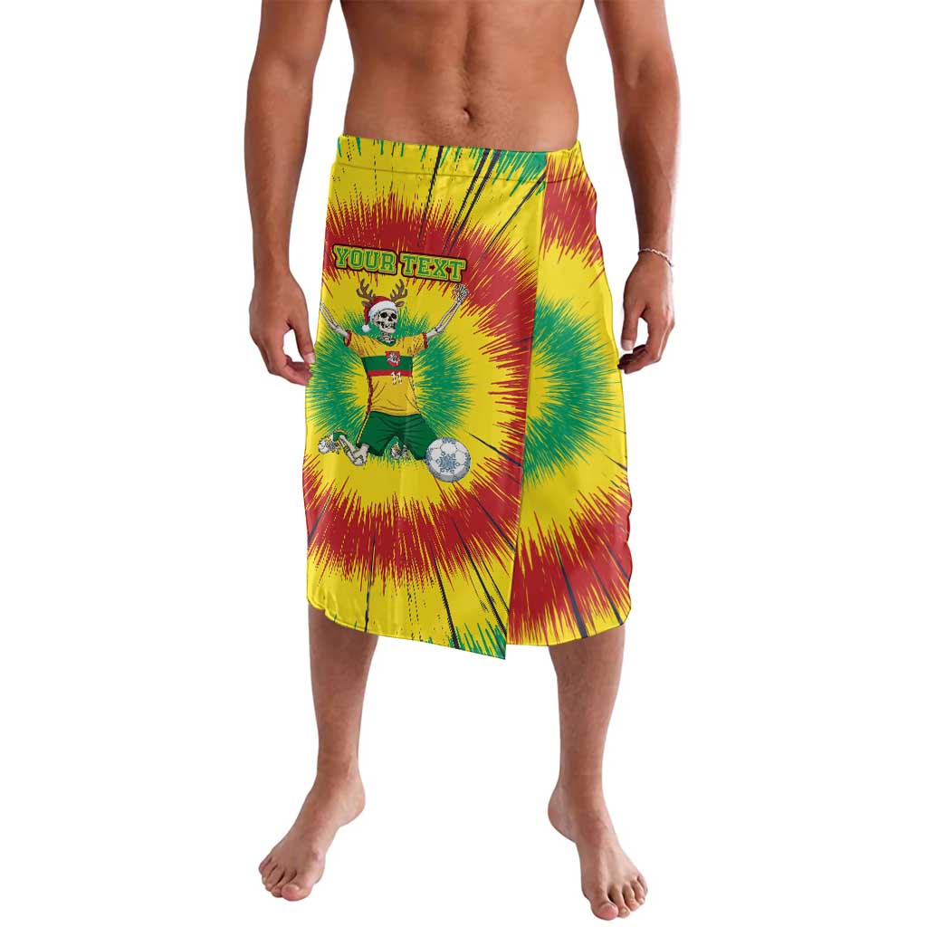 Personalized Lithuania Christmas Tie Dye Lavalava Skeleton Soccer Goal Celebration Santa Hat - Wonder Print Shop