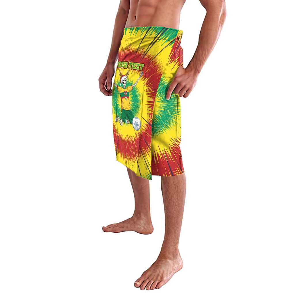 Personalized Lithuania Christmas Tie Dye Lavalava Skeleton Soccer Goal Celebration Santa Hat - Wonder Print Shop