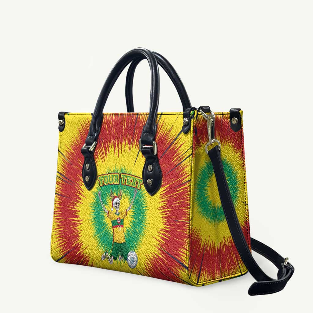Personalized Lithuania Christmas Tie Dye Leather Bag Skeleton Soccer Goal Celebration Santa Hat - Wonder Print Shop