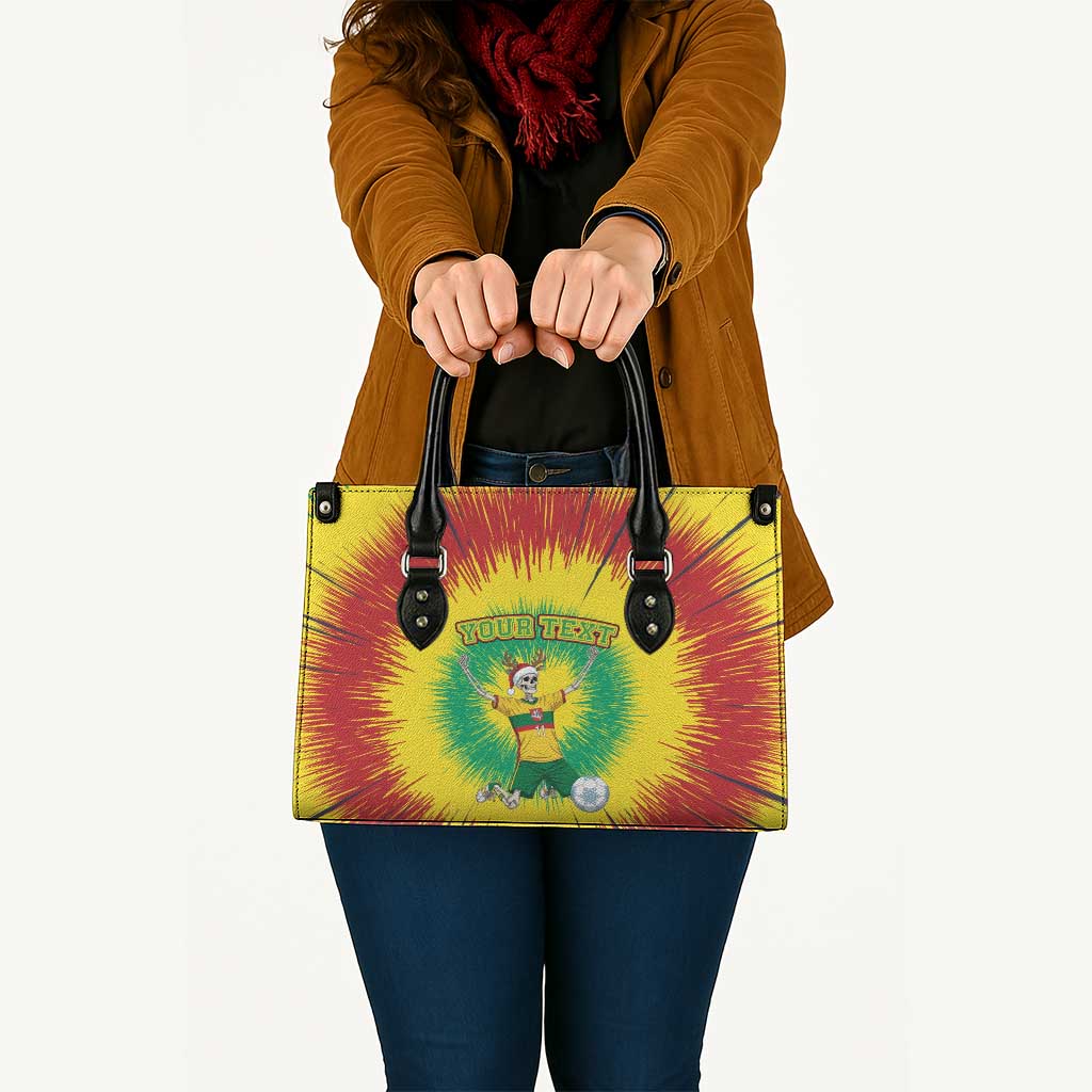 Personalized Lithuania Christmas Tie Dye Leather Bag Skeleton Soccer Goal Celebration Santa Hat - Wonder Print Shop