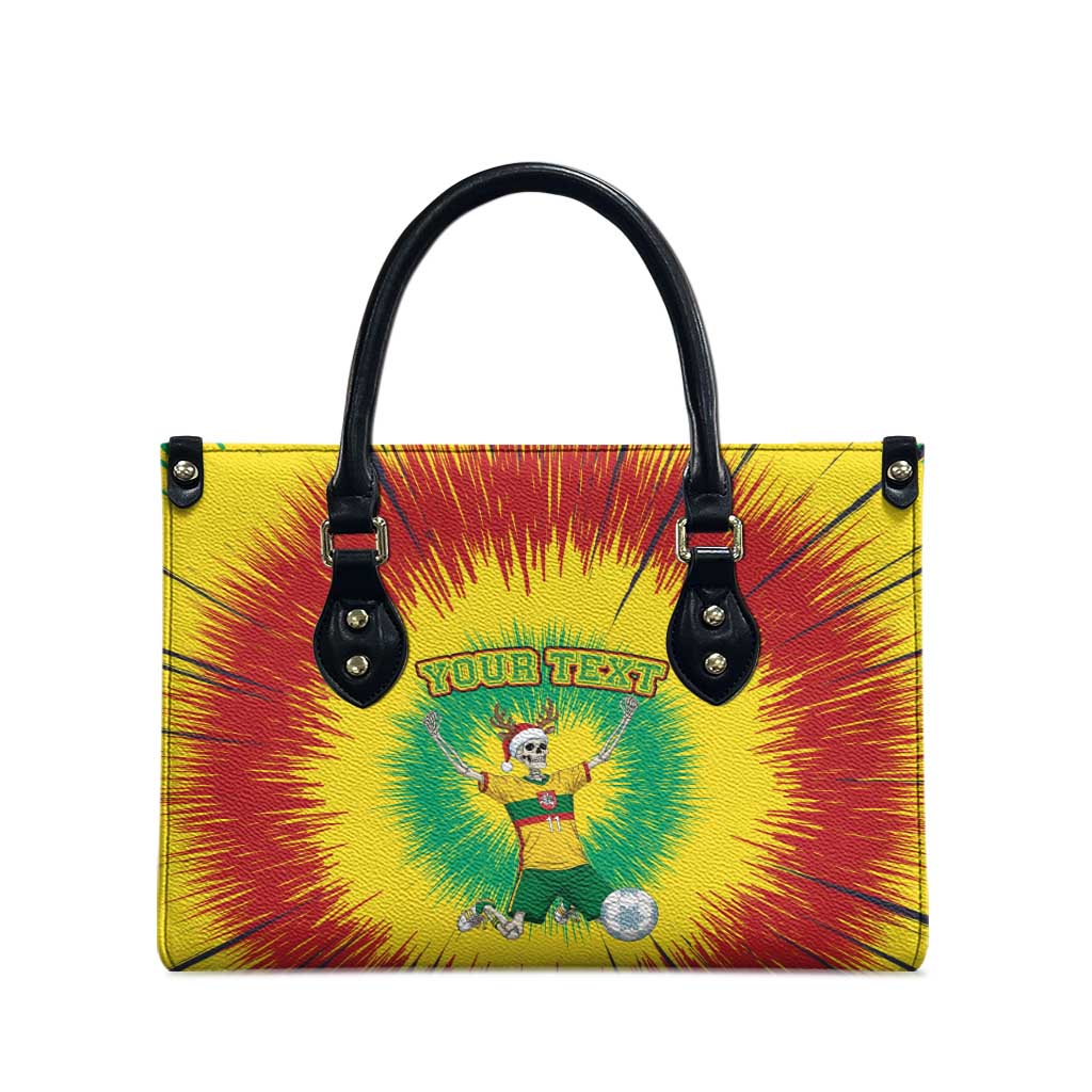 Personalized Lithuania Christmas Tie Dye Leather Bag Skeleton Soccer Goal Celebration Santa Hat - Wonder Print Shop