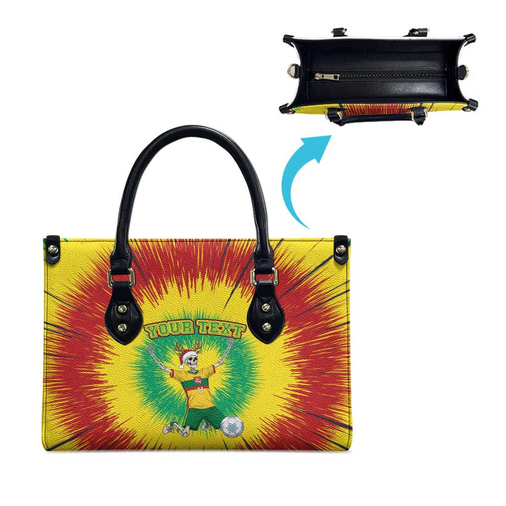 Personalized Lithuania Christmas Tie Dye Leather Bag Skeleton Soccer Goal Celebration Santa Hat - Wonder Print Shop