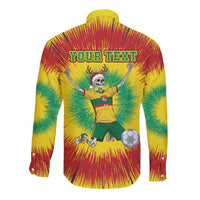 Personalized Lithuania Christmas Tie Dye Long Sleeve Button Shirt Skeleton Soccer Goal Celebration Santa Hat - Wonder Print Shop
