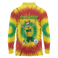 Personalized Lithuania Christmas Tie Dye Long Sleeve Polo Shirt Skeleton Soccer Goal Celebration Santa Hat - Wonder Print Shop