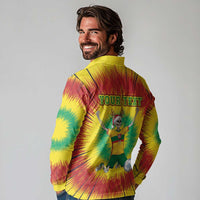 Personalized Lithuania Christmas Tie Dye Long Sleeve Polo Shirt Skeleton Soccer Goal Celebration Santa Hat - Wonder Print Shop