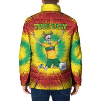 Personalized Lithuania Christmas Tie Dye Padded Jacket Skeleton Soccer Goal Celebration Santa Hat - Wonder Print Shop