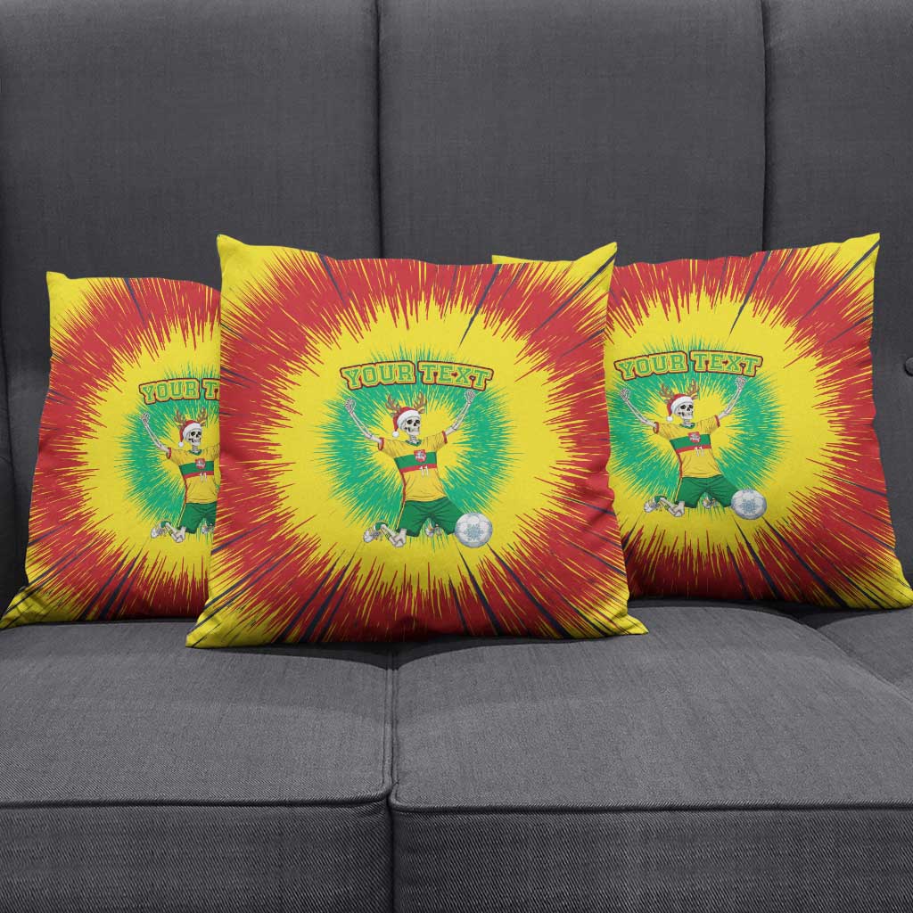 Personalized Lithuania Christmas Tie Dye Pillow Cover Skeleton Soccer Goal Celebration Santa Hat - Wonder Print Shop