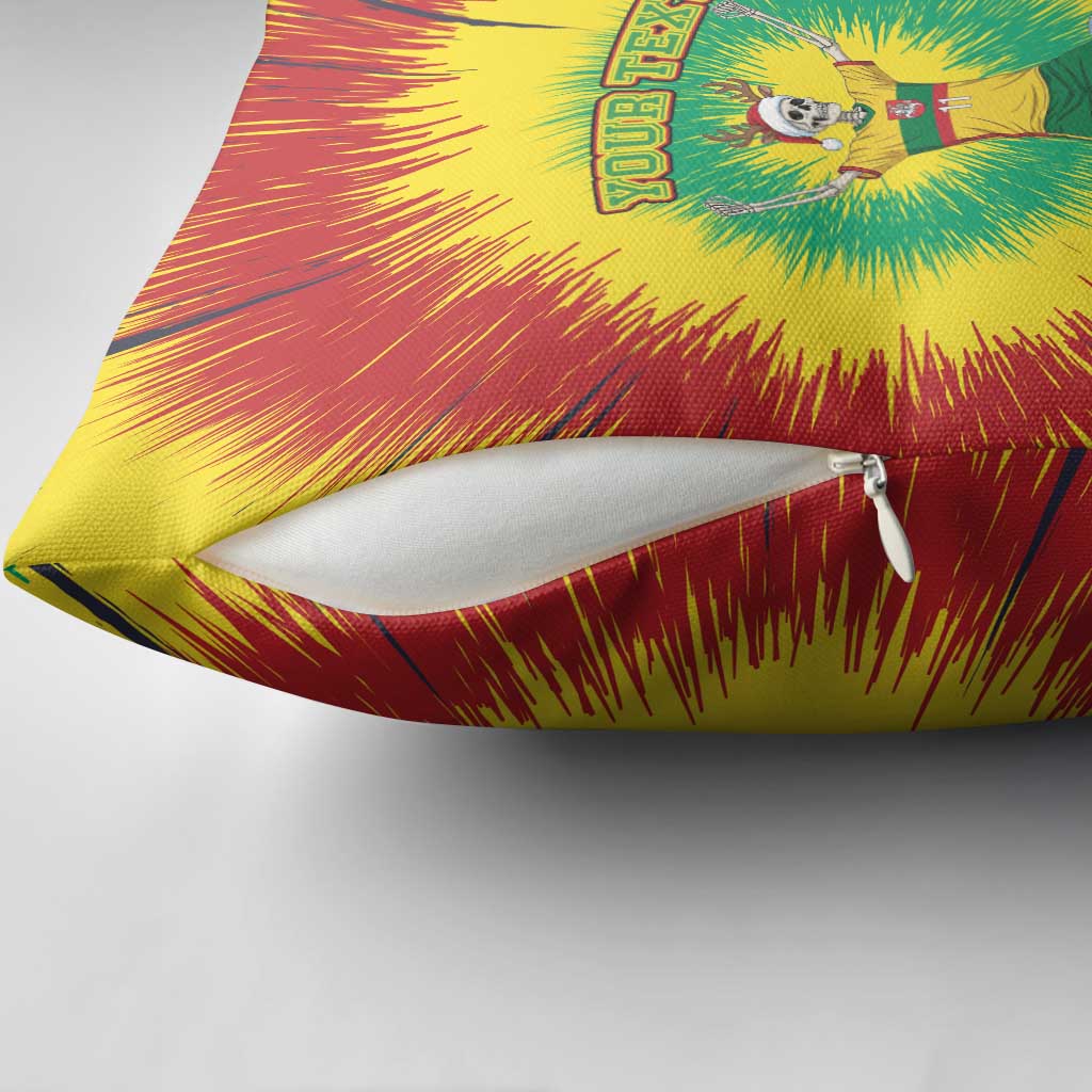 Personalized Lithuania Christmas Tie Dye Pillow Cover Skeleton Soccer Goal Celebration Santa Hat - Wonder Print Shop