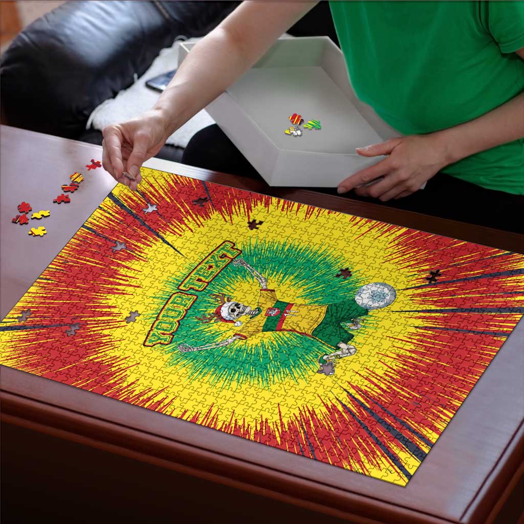 Personalized Lithuania Christmas Tie Dye Puzzle Skeleton Soccer Goal Celebration Santa Hat - Wonder Print Shop
