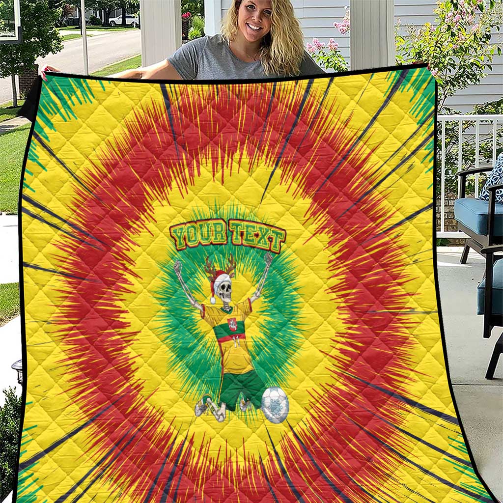 Personalized Lithuania Christmas Tie Dye Quilt Skeleton Soccer Goal Celebration Santa Hat - Wonder Print Shop