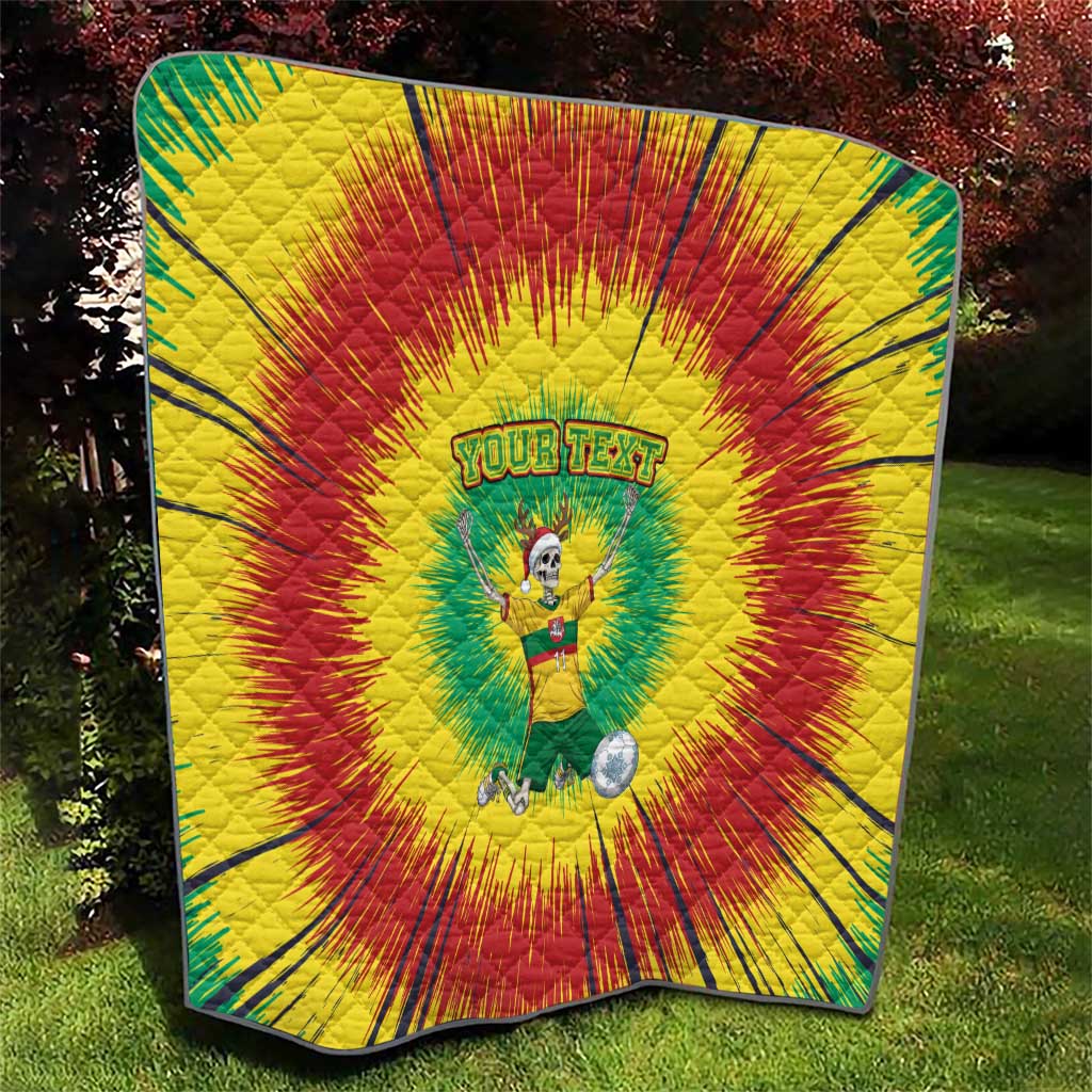 Personalized Lithuania Christmas Tie Dye Quilt Skeleton Soccer Goal Celebration Santa Hat - Wonder Print Shop