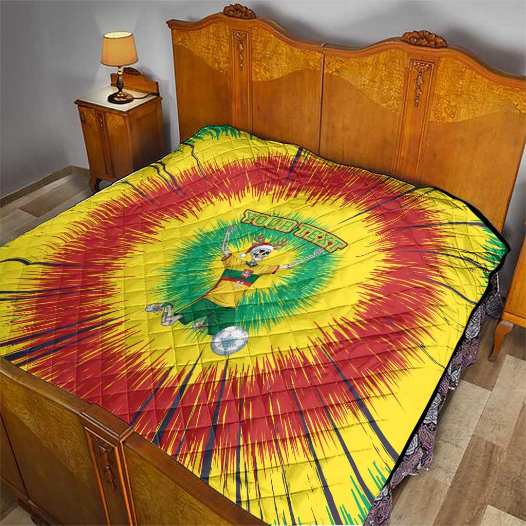 Personalized Lithuania Christmas Tie Dye Quilt Skeleton Soccer Goal Celebration Santa Hat - Wonder Print Shop