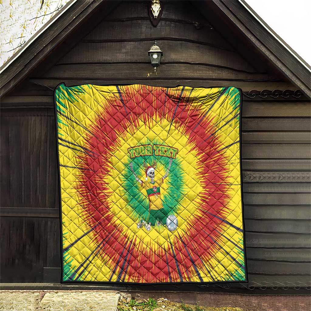 Personalized Lithuania Christmas Tie Dye Quilt Skeleton Soccer Goal Celebration Santa Hat - Wonder Print Shop
