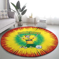 Personalized Lithuania Christmas Tie Dye Round Carpet Skeleton Soccer Goal Celebration Santa Hat - Wonder Print Shop