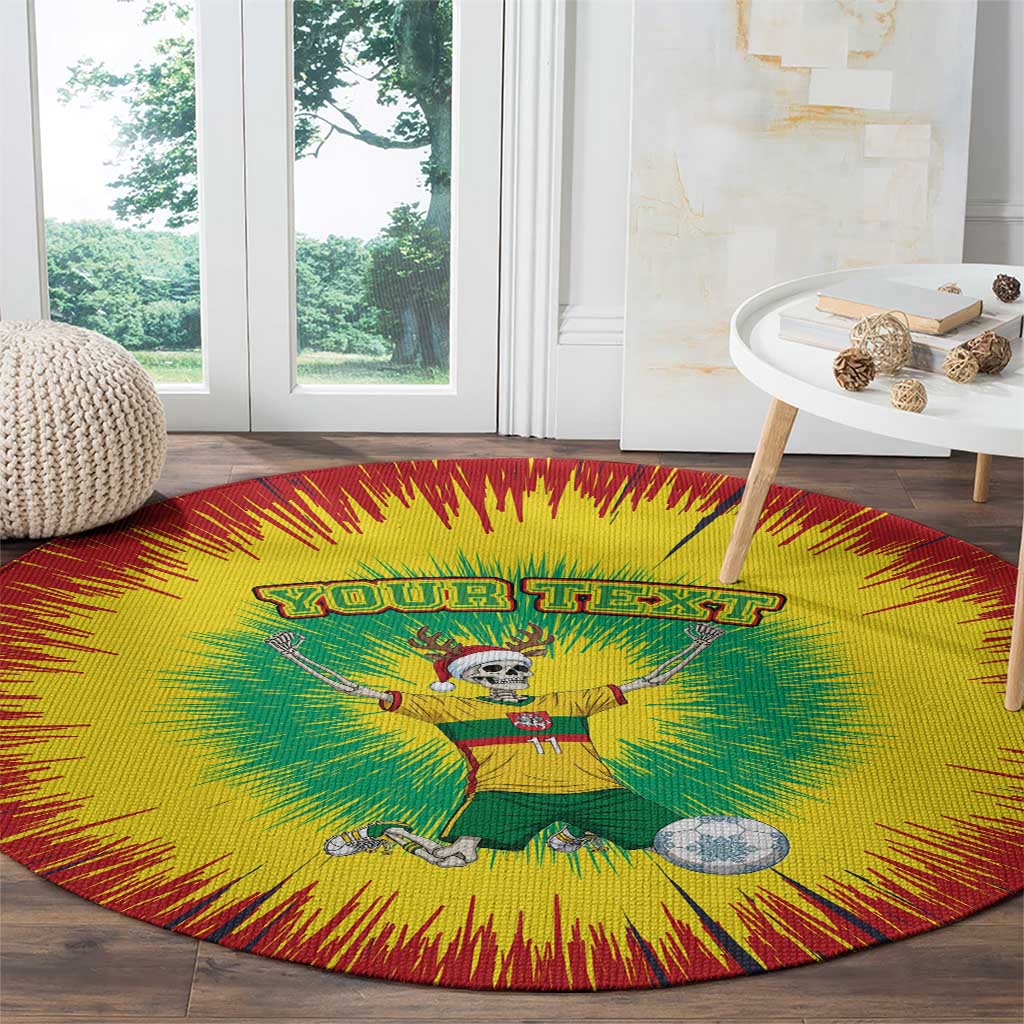 Personalized Lithuania Christmas Tie Dye Round Carpet Skeleton Soccer Goal Celebration Santa Hat - Wonder Print Shop