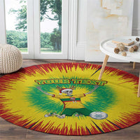 Personalized Lithuania Christmas Tie Dye Round Carpet Skeleton Soccer Goal Celebration Santa Hat - Wonder Print Shop