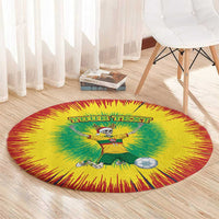 Personalized Lithuania Christmas Tie Dye Round Carpet Skeleton Soccer Goal Celebration Santa Hat - Wonder Print Shop