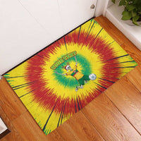 Personalized Lithuania Christmas Tie Dye Rubber Doormat Skeleton Soccer Goal Celebration Santa Hat - Wonder Print Shop