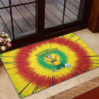 Personalized Lithuania Christmas Tie Dye Rubber Doormat Skeleton Soccer Goal Celebration Santa Hat - Wonder Print Shop