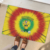 Personalized Lithuania Christmas Tie Dye Rubber Doormat Skeleton Soccer Goal Celebration Santa Hat - Wonder Print Shop