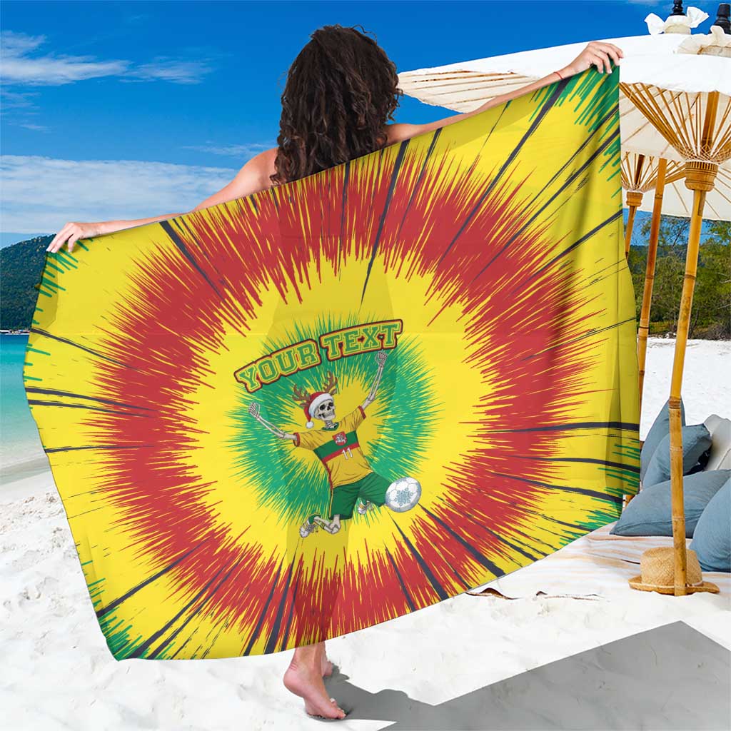 Personalized Lithuania Christmas Tie Dye Sarong Skeleton Soccer Goal Celebration Santa Hat - Wonder Print Shop