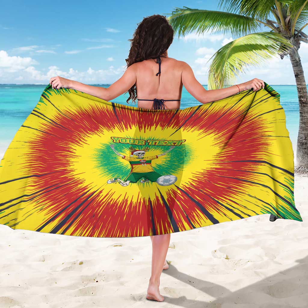 Personalized Lithuania Christmas Tie Dye Sarong Skeleton Soccer Goal Celebration Santa Hat - Wonder Print Shop