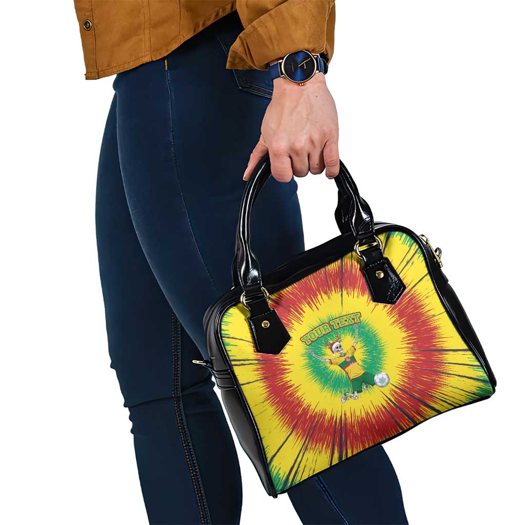 Personalized Lithuania Christmas Tie Dye Shoulder Handbag Skeleton Soccer Goal Celebration Santa Hat - Wonder Print Shop
