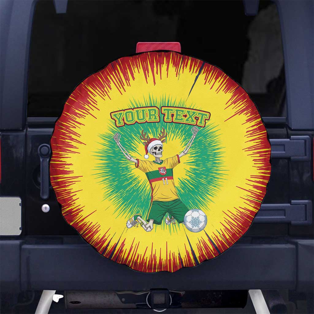 Personalized Lithuania Christmas Tie Dye Spare Tire Cover Skeleton Soccer Goal Celebration Santa Hat - Wonder Print Shop