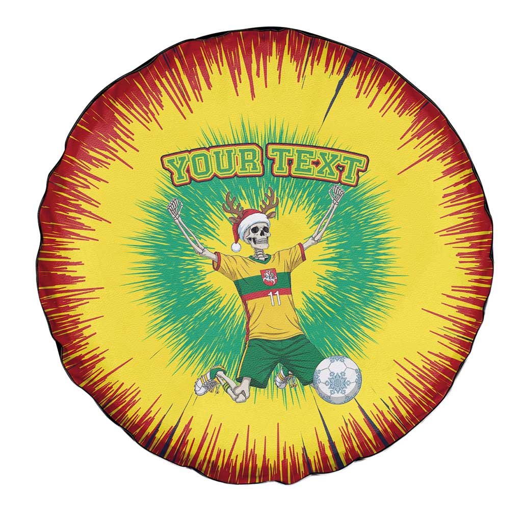 Personalized Lithuania Christmas Tie Dye Spare Tire Cover Skeleton Soccer Goal Celebration Santa Hat - Wonder Print Shop