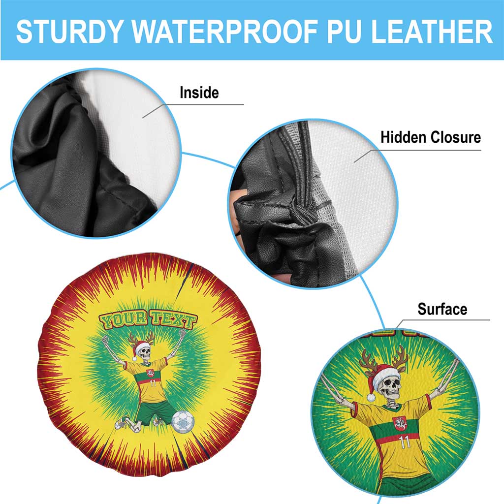 Personalized Lithuania Christmas Tie Dye Spare Tire Cover Skeleton Soccer Goal Celebration Santa Hat - Wonder Print Shop