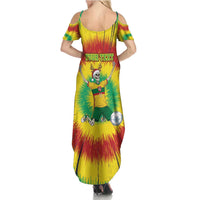 Personalized Lithuania Christmas Tie Dye Summer Maxi Dress Skeleton Soccer Goal Celebration Santa Hat - Wonder Print Shop