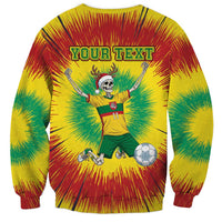 Personalized Lithuania Christmas Tie Dye Sweatshirt Skeleton Soccer Goal Celebration Santa Hat - Wonder Print Shop