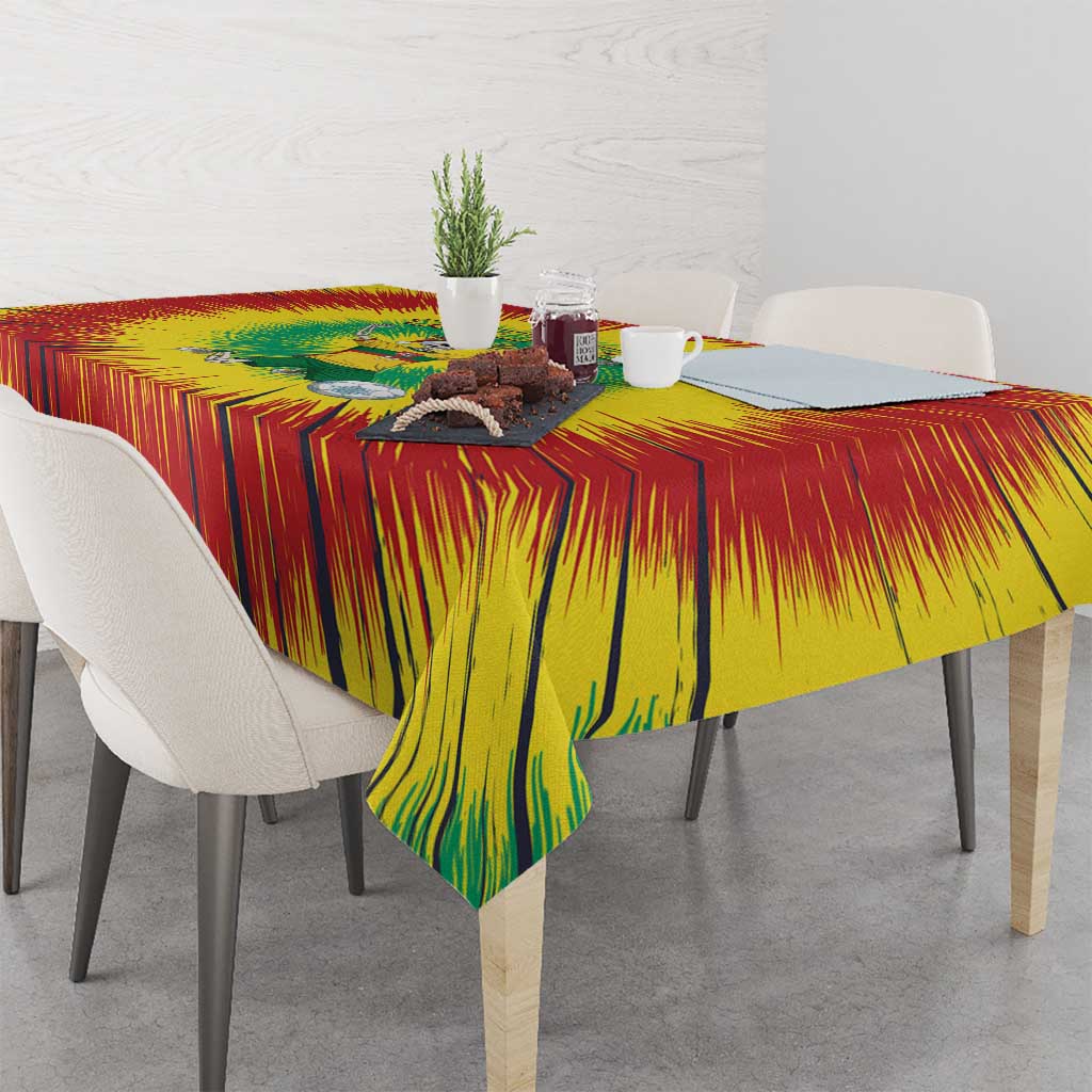 Personalized Lithuania Christmas Tie Dye Tablecloth Skeleton Soccer Goal Celebration Santa Hat - Wonder Print Shop