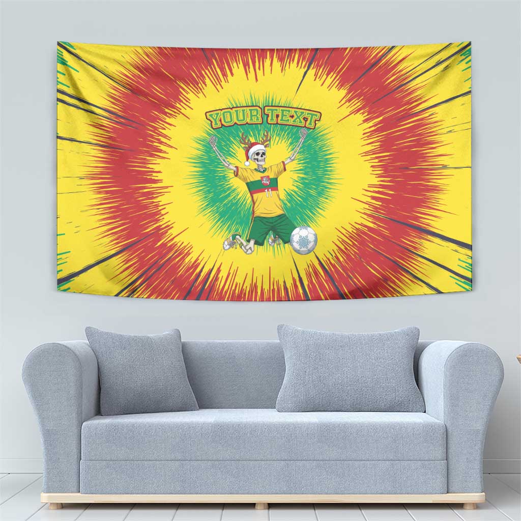 Personalized Lithuania Christmas Tie Dye Tapestry Skeleton Soccer Goal Celebration Santa Hat - Wonder Print Shop
