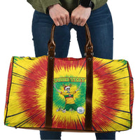 Personalized Lithuania Christmas Tie Dye Travel Bag Skeleton Soccer Goal Celebration Santa Hat - Wonder Print Shop