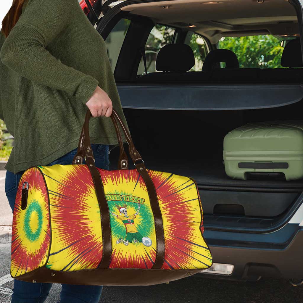 Personalized Lithuania Christmas Tie Dye Travel Bag Skeleton Soccer Goal Celebration Santa Hat - Wonder Print Shop