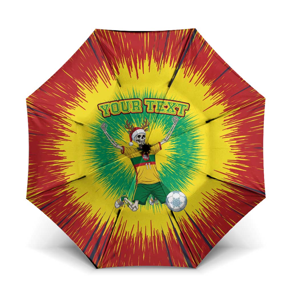 Personalized Lithuania Christmas Tie Dye Umbrella Skeleton Soccer Goal Celebration Santa Hat - Wonder Print Shop