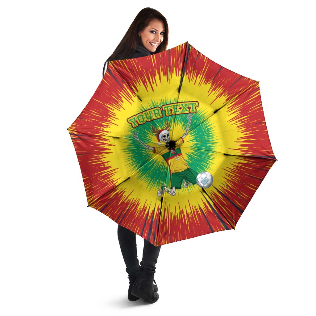 Personalized Lithuania Christmas Tie Dye Umbrella Skeleton Soccer Goal Celebration Santa Hat - Wonder Print Shop