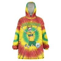 Personalized Lithuania Christmas Tie Dye Wearable Blanket Hoodie Skeleton Soccer Goal Celebration Santa Hat - Wonder Print Shop